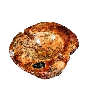 Mid Century Polished Alabaster Marble Ashtray Made In Italy Vintage  Genuine